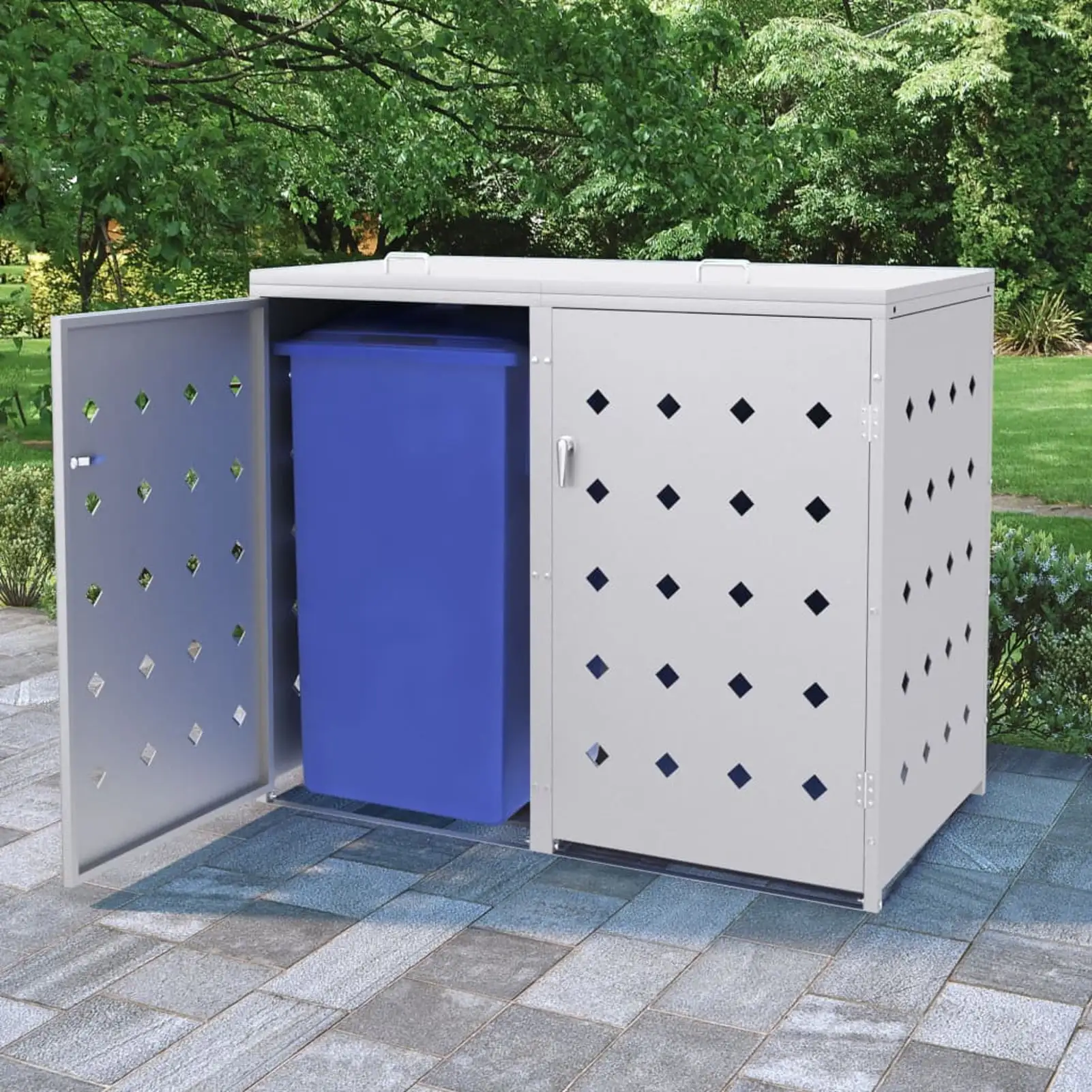 Aibecy Double Wheelie Bin Shed 63.4 gal Stainless Steel