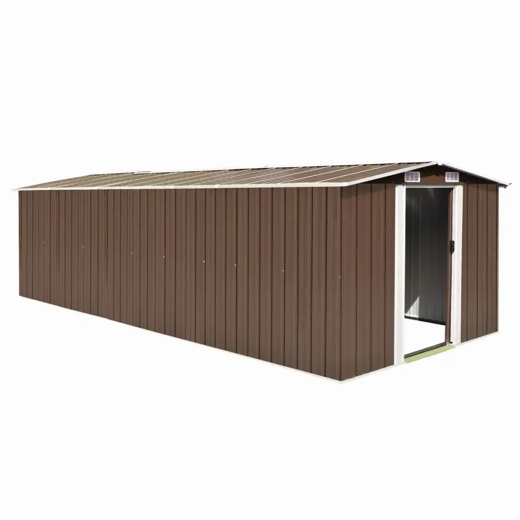 Aibecy Garden Shed 101.2 x 228.3 x 71.3 Metal Brown