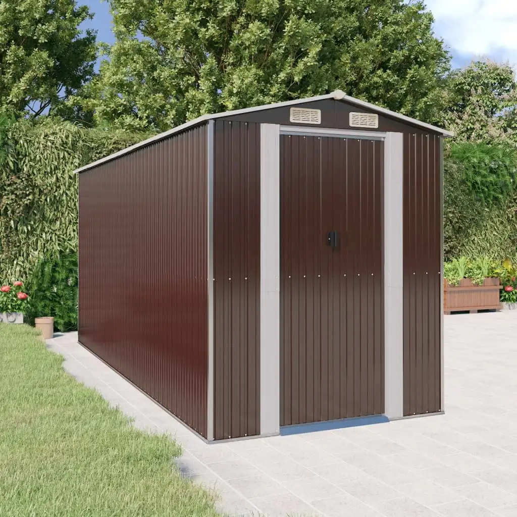 Aibecy Garden Shed Dark Brown 75.6x173.2x87.8 Galvanized Steel