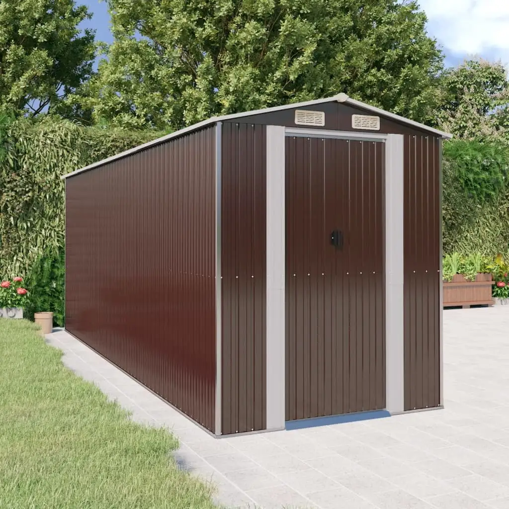 Aibecy Garden Shed Dark Brown 75.6x205.9x87.8 Galvanized Steel