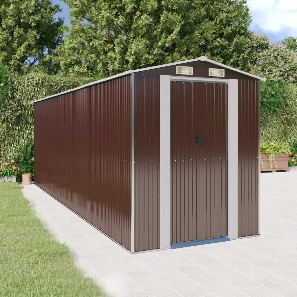 Aibecy Garden Shed Dark Brown 75.6x238.6x87.8 Galvanized Steel