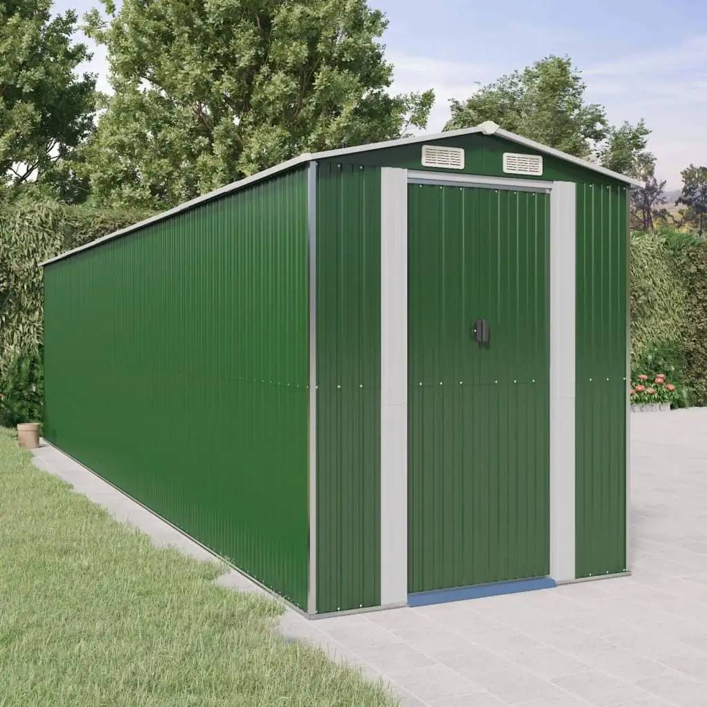 Aibecy Garden Shed Green 75.6x303.9x87.8 Galvanized Steel