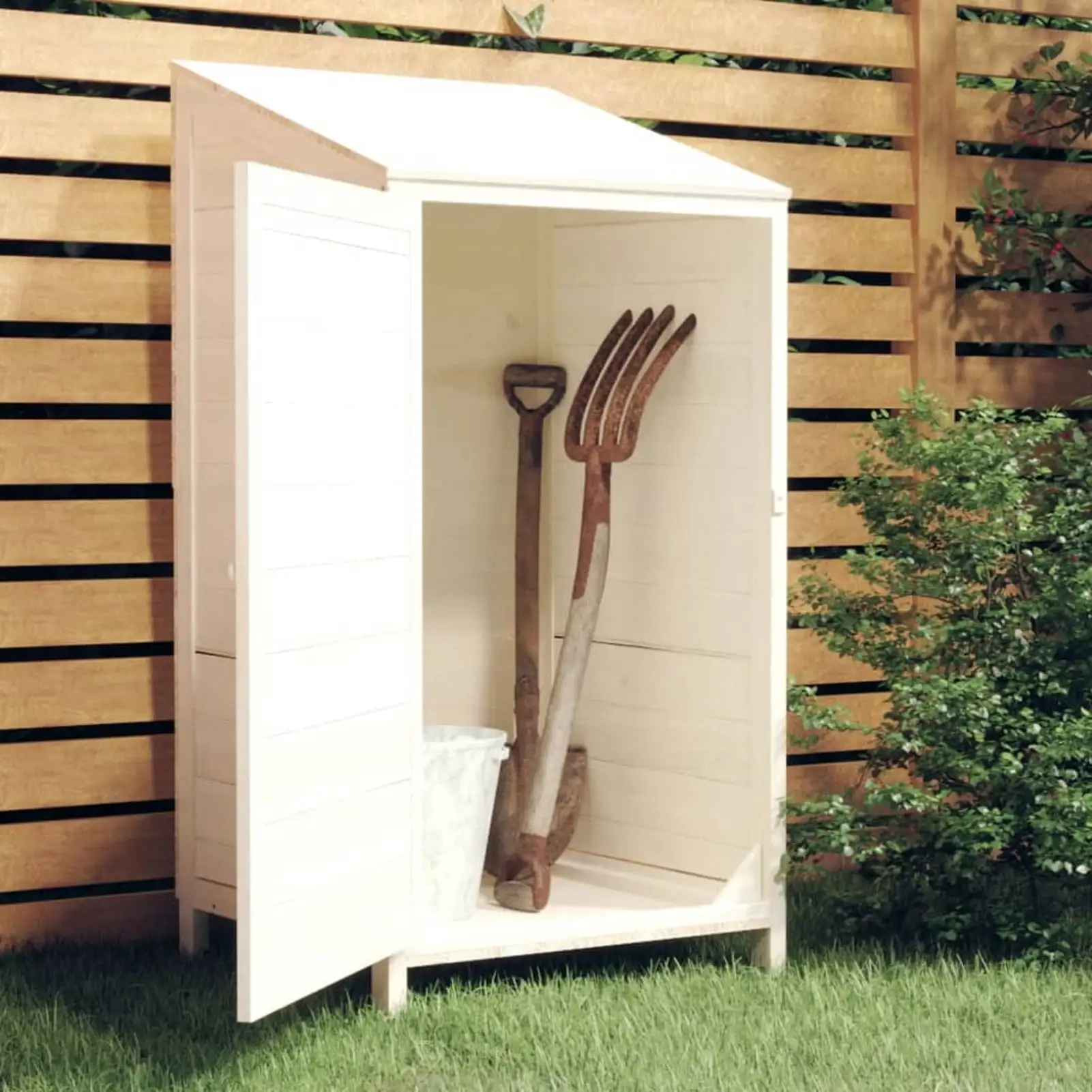 Aibecy Garden Shed White 21.7x20.5x44.1 Solid Wood Fir