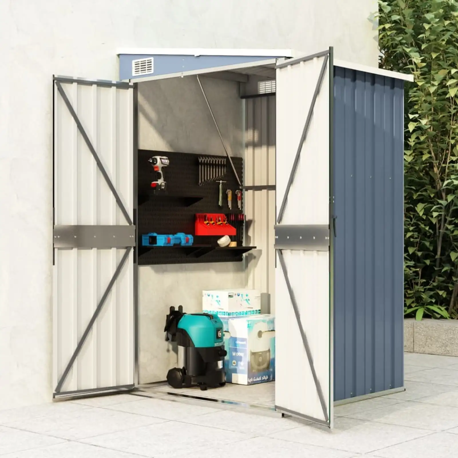 Aibecy Wall-mounted Garden Shed Gray 46.5x39.4x70.1 Galvanized Steel