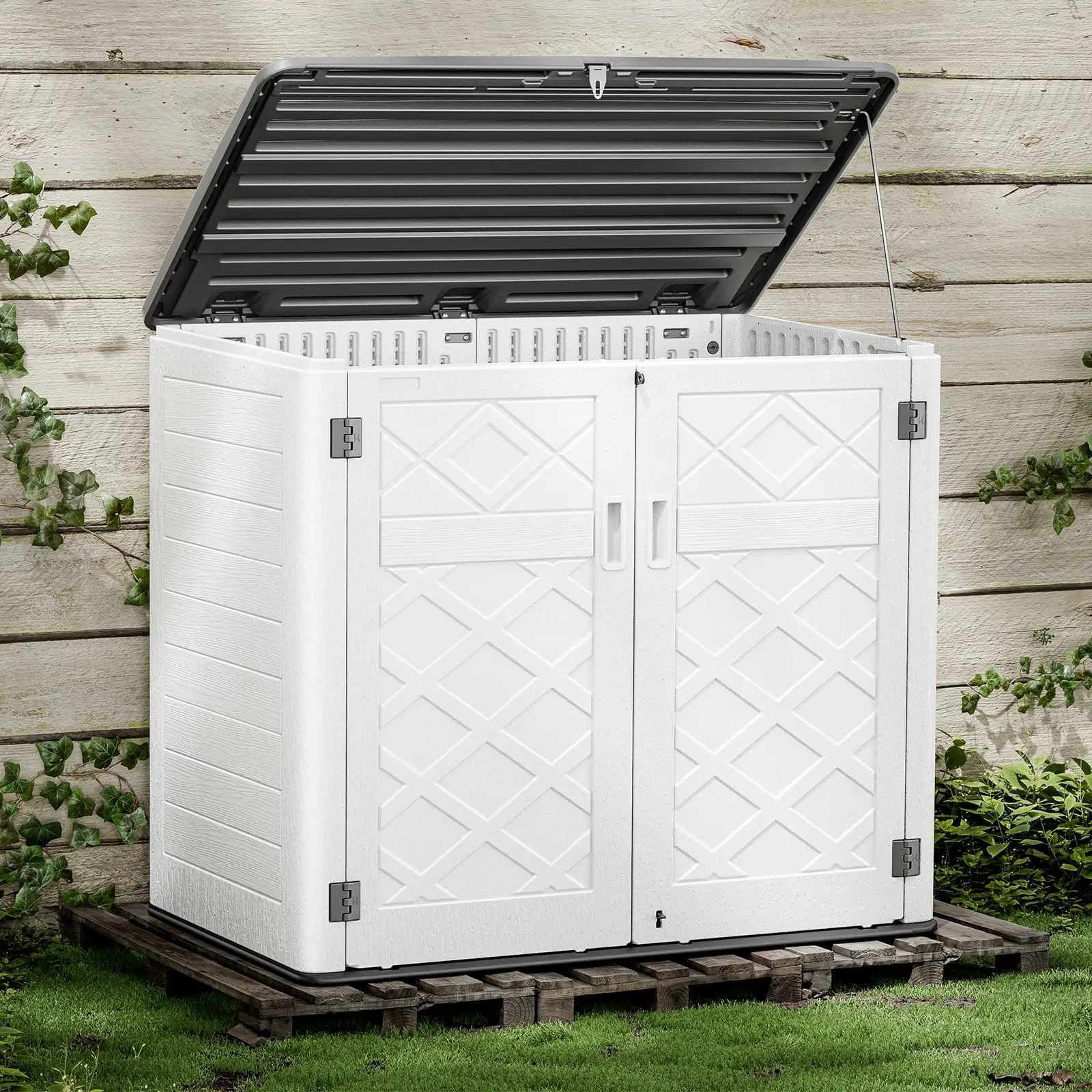 Aiho Outdoor Storage Shed 38 Cubic Feet Garden Storage Oversized WeatherProof Storage box. White