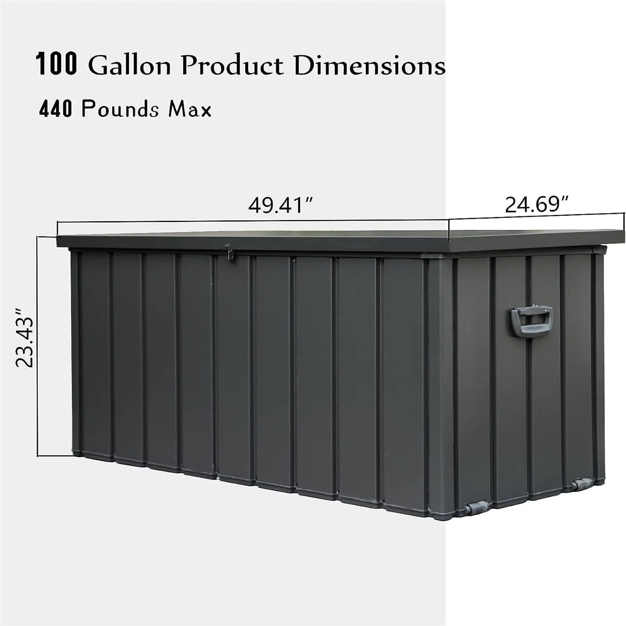 Aimee Lii 100 Gallon Outdoor Storage Deck Box Waterproof. Large Patio Storage Bin. Outdoor Toy Storage for Kids. Lockable. Dark Gray