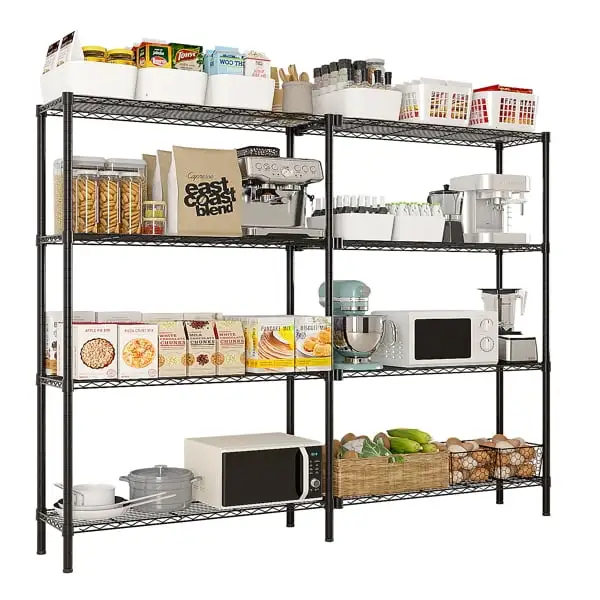 Al Fresco 4 Tier Metal Large Storage Rack 70.9 x 14 x 71 NSF Wire Shelving Unit Height Adjustable Heavy Duty Steel Shelf Rack Organizer. 1500LBS