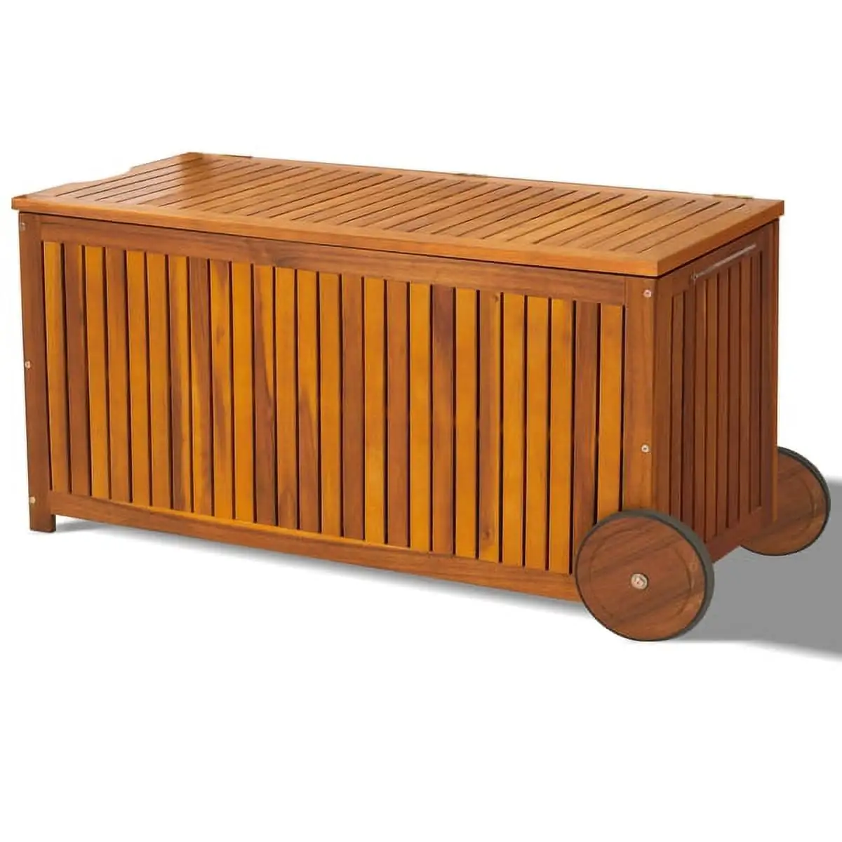 Al Fresco 57 Gallon Storage Bench Deck Box with 2 Wheels for Patio Furniture. Front Porch Decor and Outdoor Seating ?C Perfect to Store Garden Tools and Pool Toys. Natural