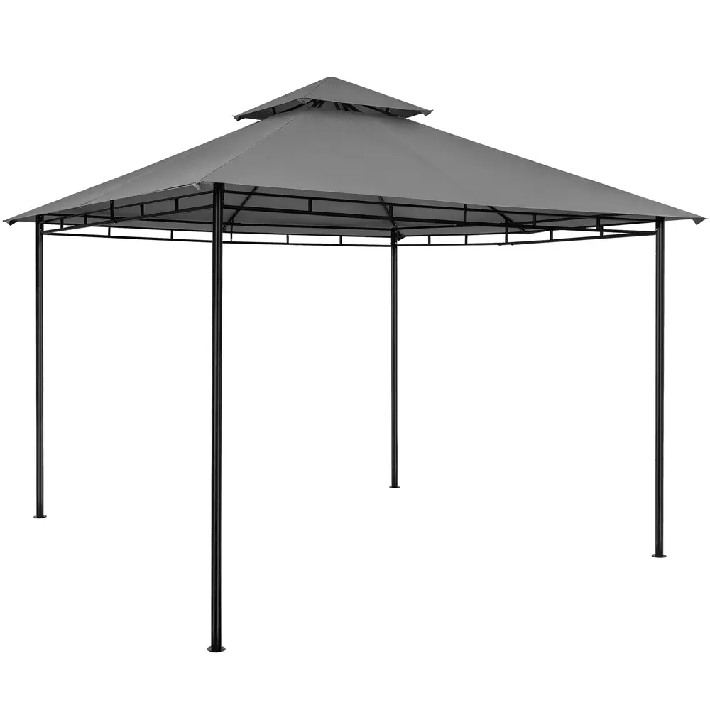 Alden Design 11ft Outdoor Gazebo with Powder-coated Steel Frame for Garden. Dark Gray