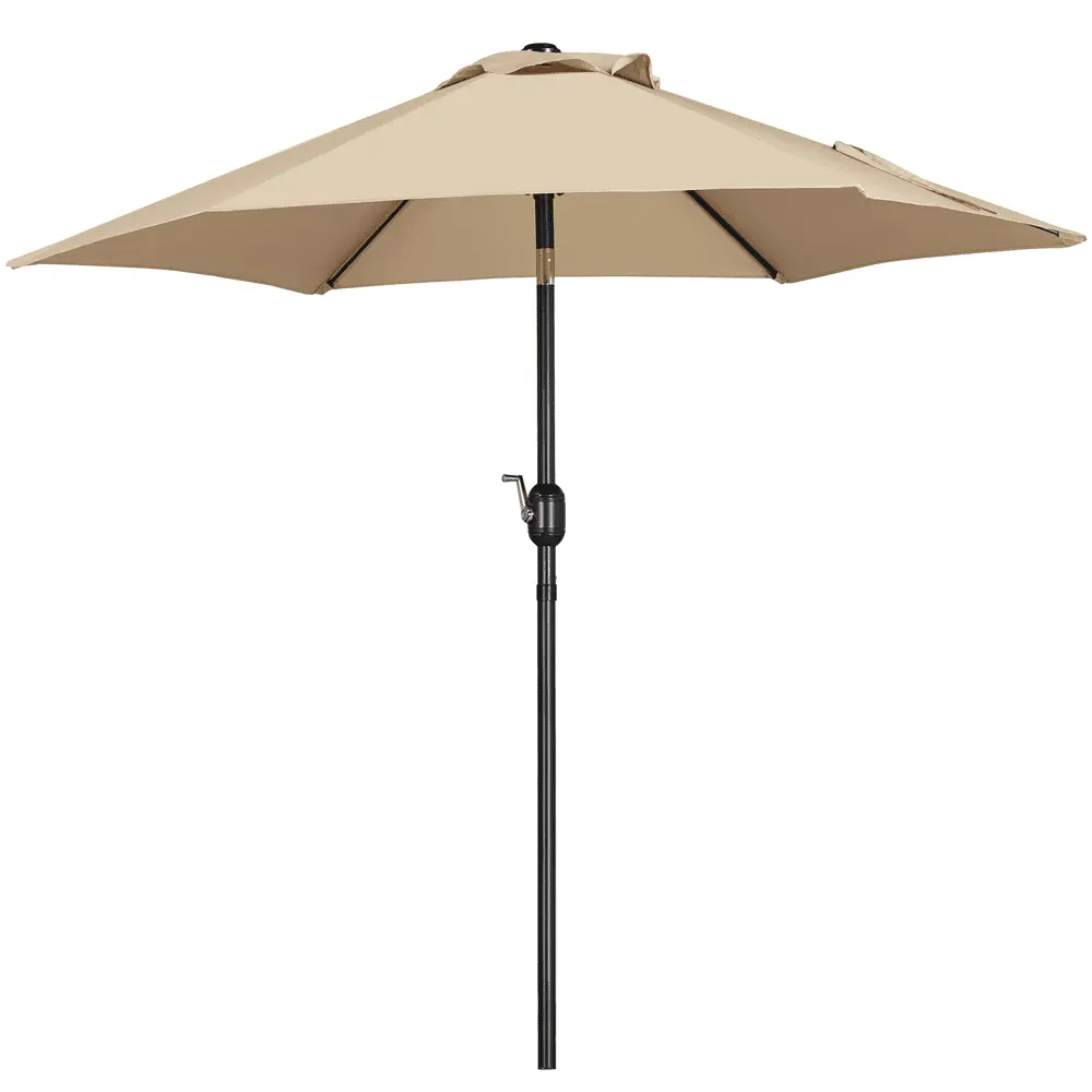 Alden Design 7.5FT Patio Umbrella with 6 Ribs Push Button Tilt and Crank for Garden. Tan