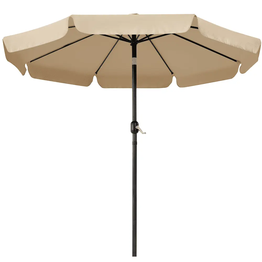 Alden Design 9ft Outdoor Umbrella 8 Ribs with Push Button Tilt and Crank for Garden. Tan