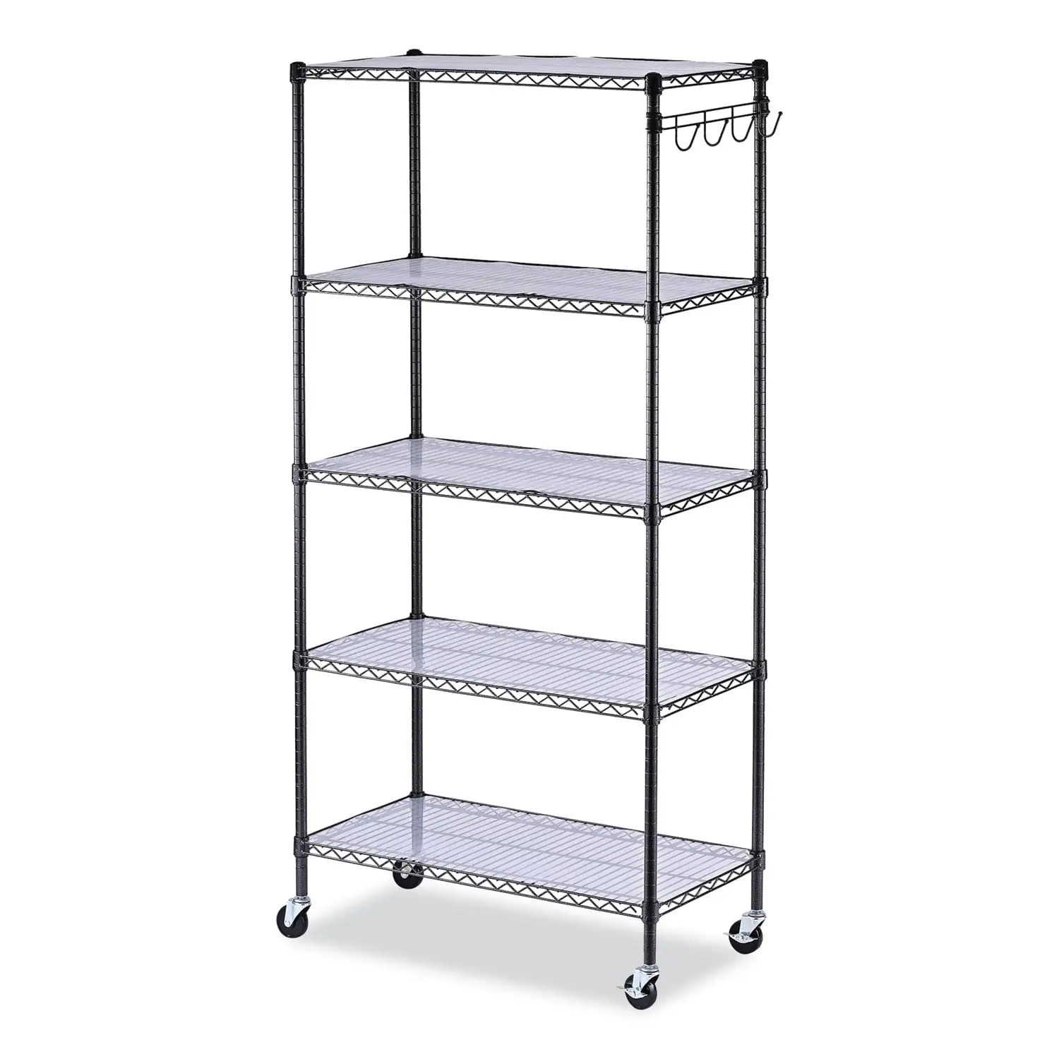 Alera 5-Shelf Wire Shelving Kit with Casters and Shelf Liners. 36w x 18d x 72h. Black Anthracite