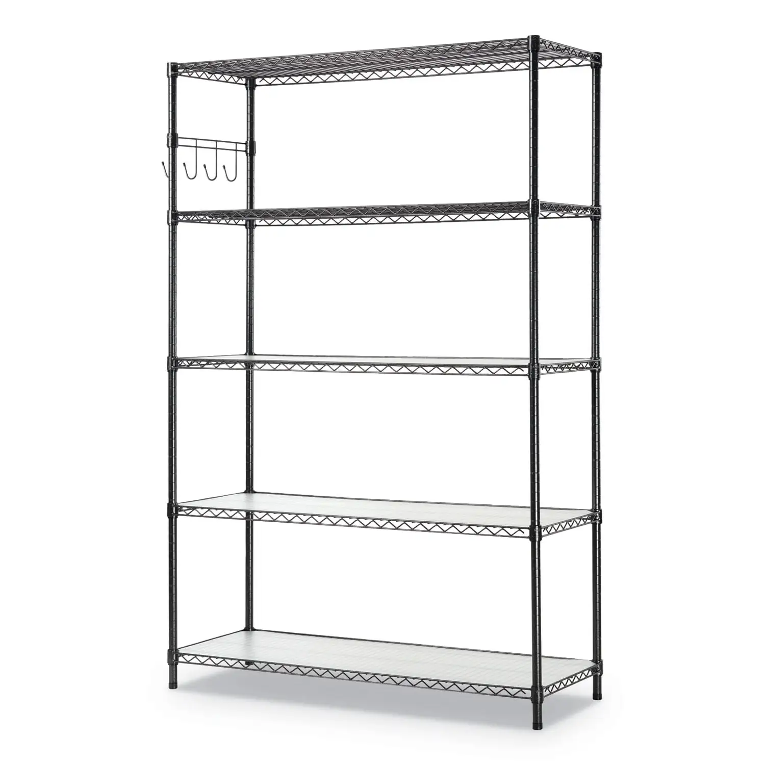 Alera 5-Shelf Wire Shelving Kit with Casters and Shelf Liners. 48w x 18d x 72h. Black Anthracite