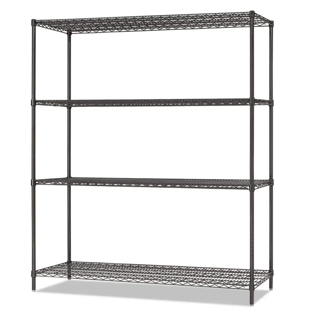 Alera ALESW206024BA 60 in. x 24 in. x 72 in. 4-Shelf All-Purpose Wire Shelving Starter Kit - Black Anthracite Plus