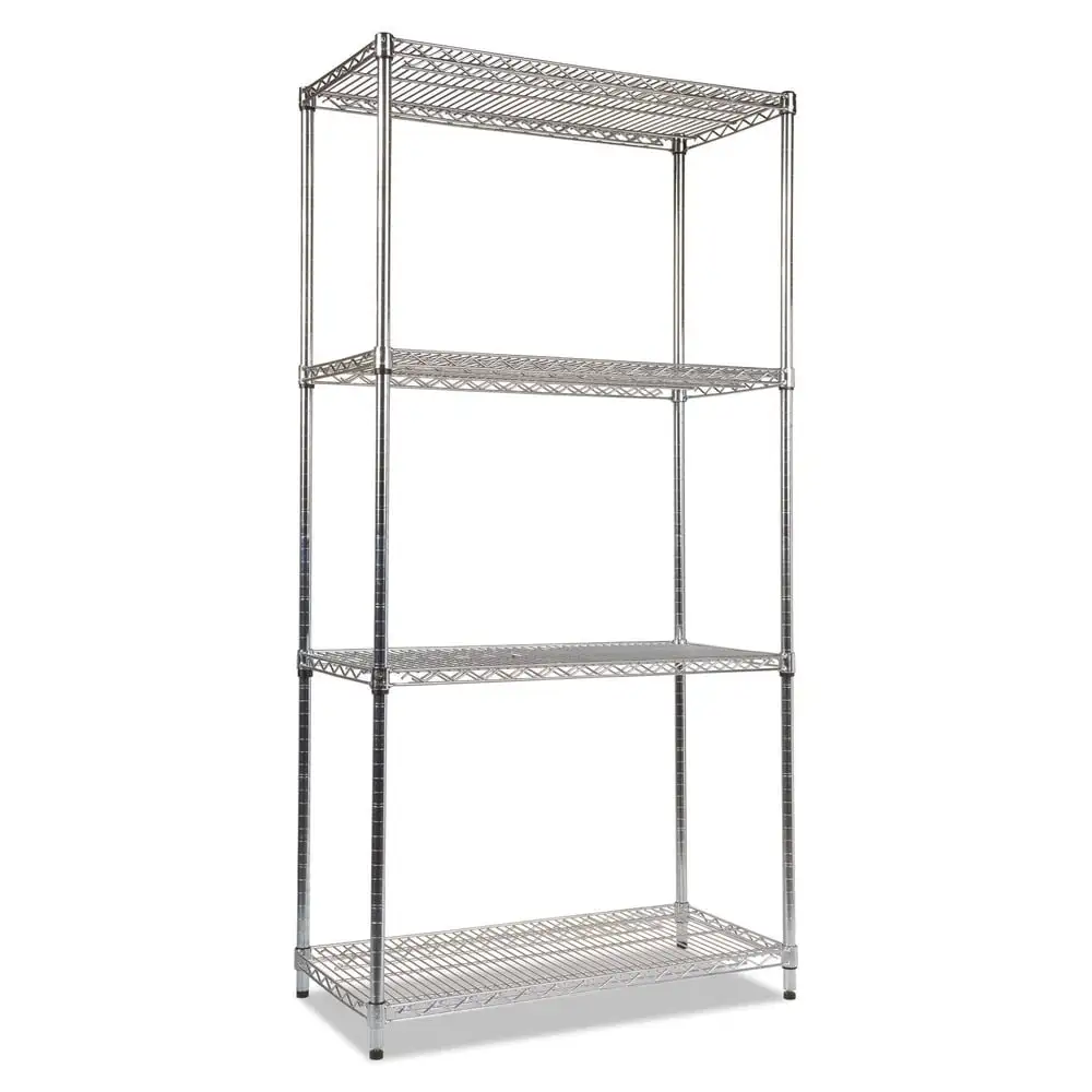 Alera ALESW503618SR NSF Certified Industrial 36 in. x 18 in. x 72 in. 4-Shelf Wire Shelving Kit - Silver