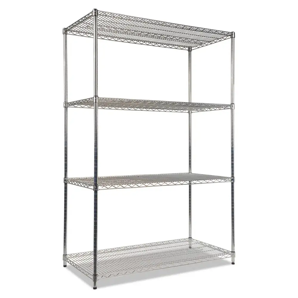 Alera ALESW504824SR 48 in. x 24 in. x 72 in. NSF Certified Industrial Four-Shelf Wire Shelving Kit - Silver