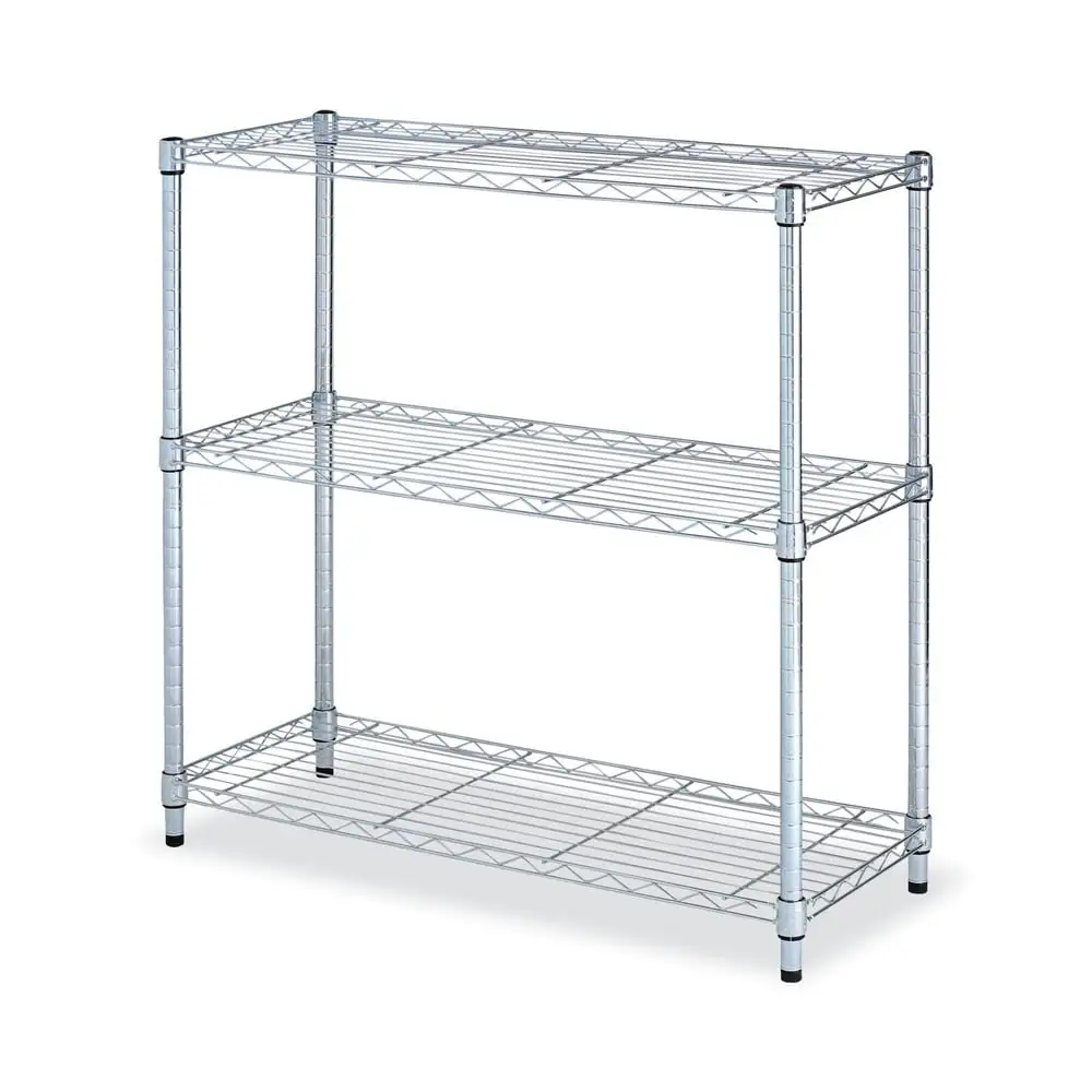 Alera ALESW833614SR 36 in. W x 14 in. D x 36 in. H Three-Shelf Residential Wire Shelving - Silver