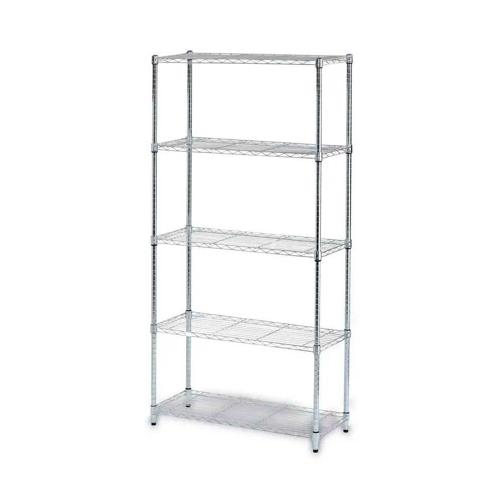 Alera ALESW853614SR 36 in. W x 14 in. D x 72 in. H Five-Shelf Residential Wire Shelving - Silver