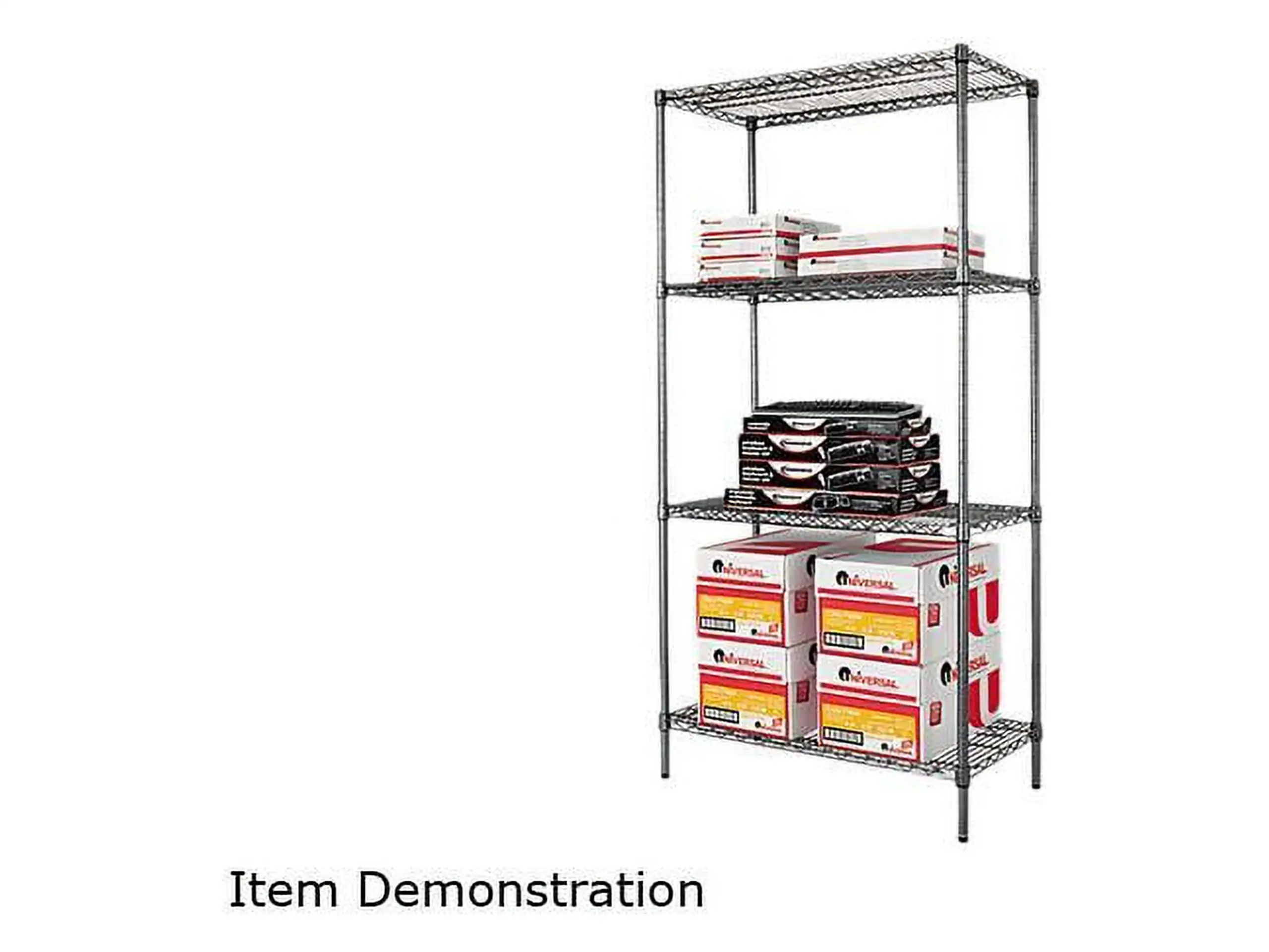 Alera SW50-3618BA Wire Shelving Starter Kit. 4 Shelves. 36w x 18d x 72h. Black Anthracite