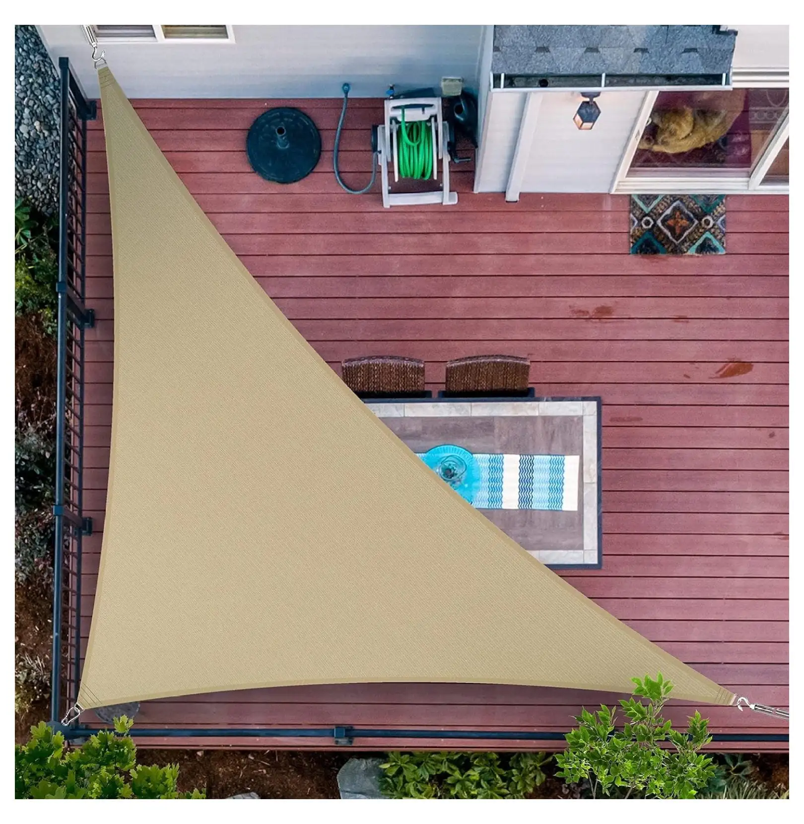 Alieon 10' x 12' x 15.6' Sand Beige Sun Shade Sail UPF50 Right Triangle SMTAPRT12 Canopy Fabric Cloth Screen. Water Air Permeable & UV Resistant. Heavy Duty - (We Customize Size)