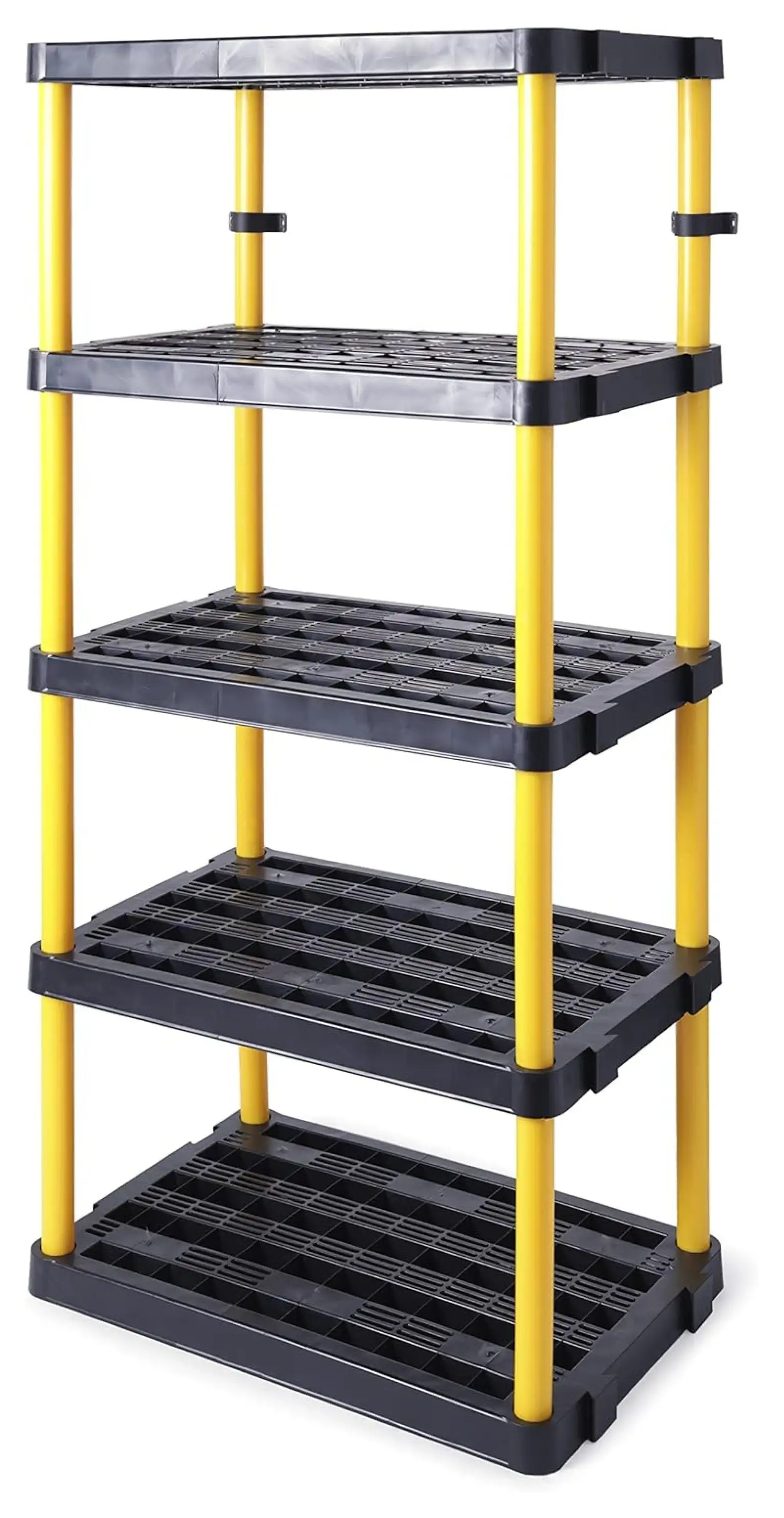 Alieon 5 Shelf Fixed Height Ventilated Heavy Duty Shelving Unit 36 x 24 x 74 Organizer System for Home. Garage. or Basement. Black & Yellow