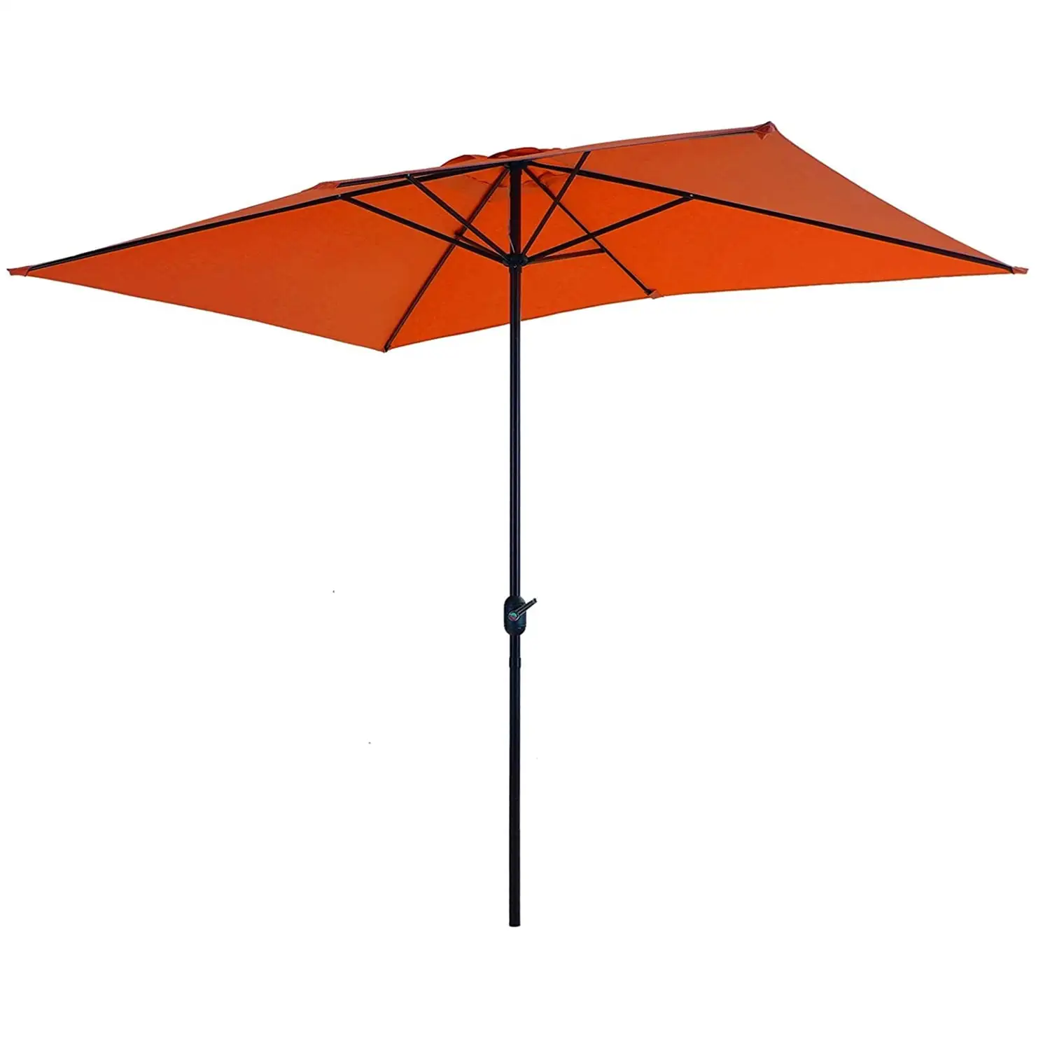 Alpha Camper 10 x 6.5FT 6 Steel Ribs Rectangular Patio Umbrella with Crank Handle. Orange Red