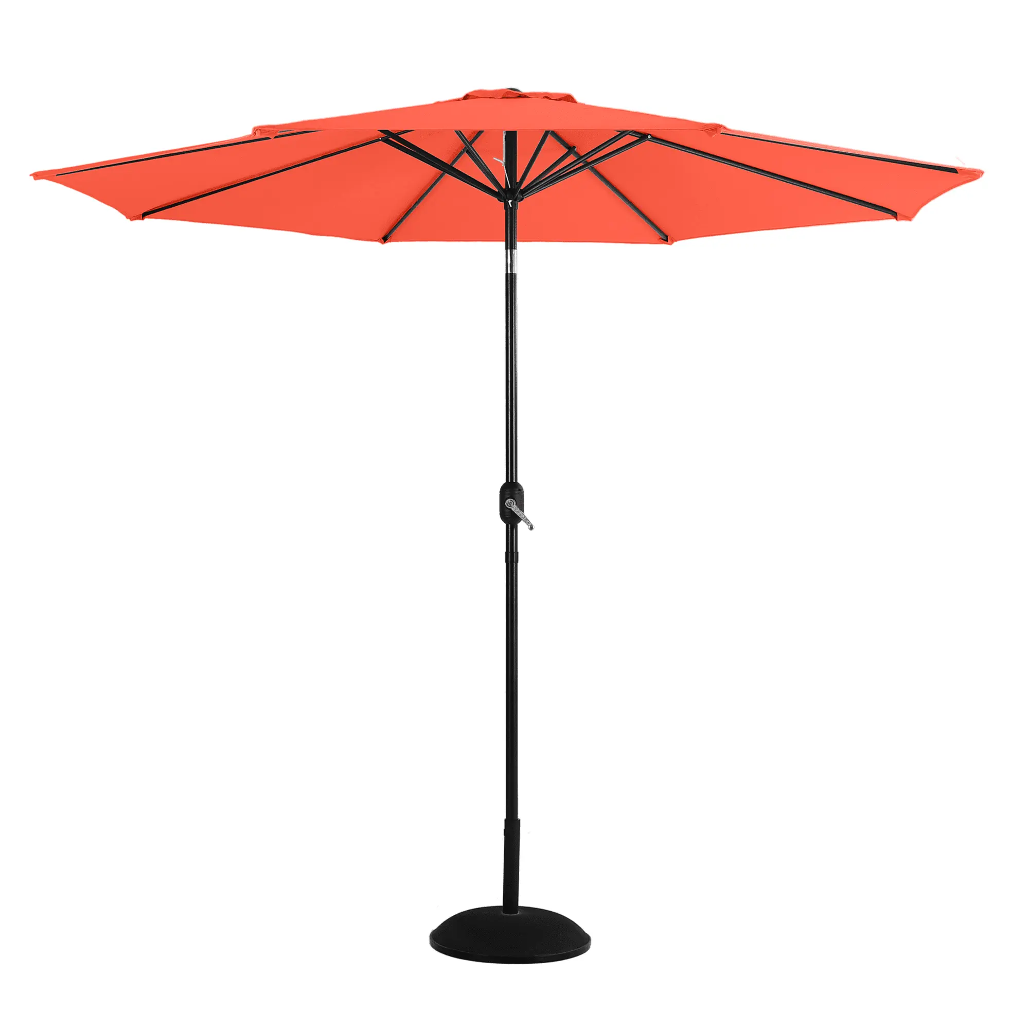 Alpha Camper 9FT 8 Steel Ribs Round Patio Umbrella with Crank Handle&Tilt Button. Orange Red