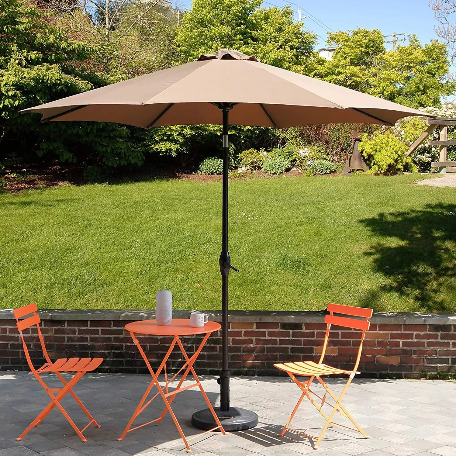 Aluminum Auto Tilt and Crank Patio Outdoor Market Umbrella for Easy Sun Protection