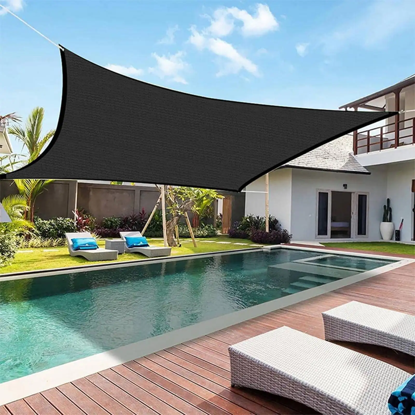 Amacok Black Sun Shade Canopy. Rectangle Shade Shade Sail with 95% Sunshine Protection Breathable Material Design Strong Stitched Seam. Durable Shade Cloth for Patio Garden Outdoor Facility