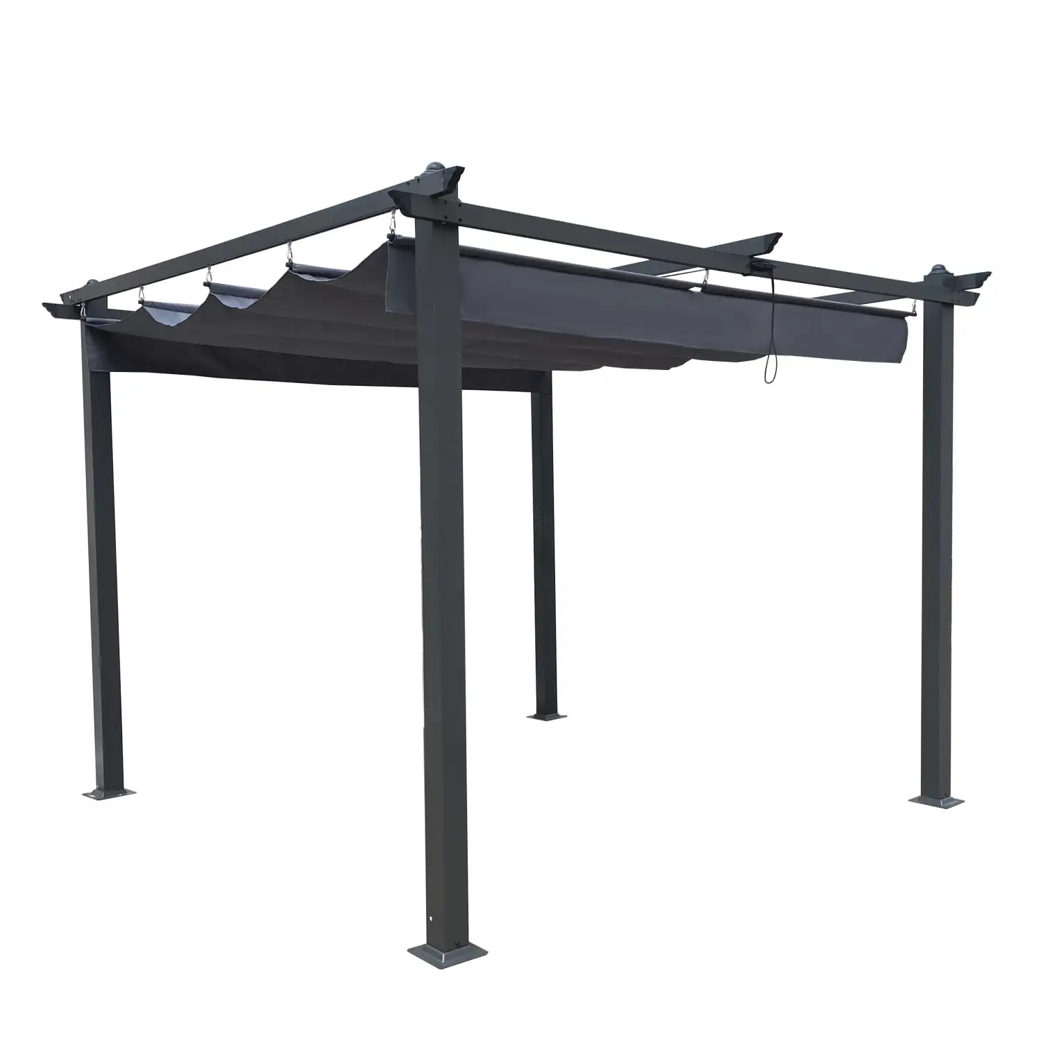 Ambifirner 10x10 Ft Outdoor Patio Retractable Pergola with Canopy Sunshelter - Gray. Ideal for Gardens. Terraces. and Backyards