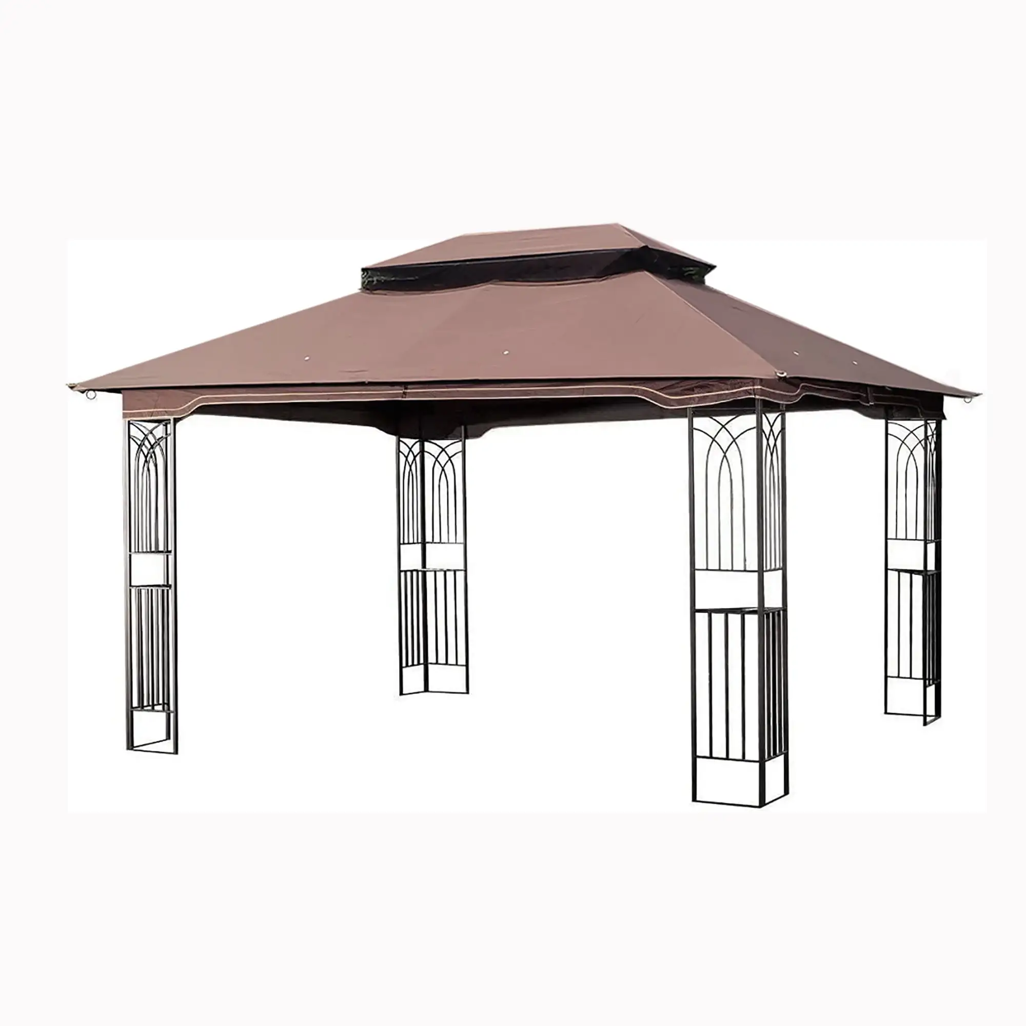 Ambifirner 13x10 Outdoor Patio Gazebo Canopy Tent with Ventilated Double Roof and Mosquito Net (Detachable Mesh Screen On All Sides) - Brown Top. Suitable for Lawn. Garden. Backyard. and Deck