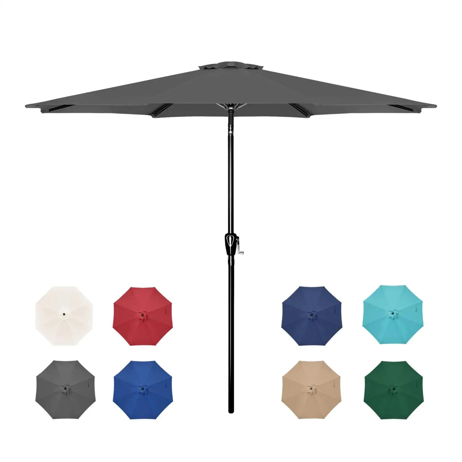 Ambifirner 7.5FT Patio Umbrella Market Table Umbrella with 6 Sturdy Ribs. Push Button Tilt/Crank Outdoor Umbrella for Garden. Deck. Backyard. Pool and Beach