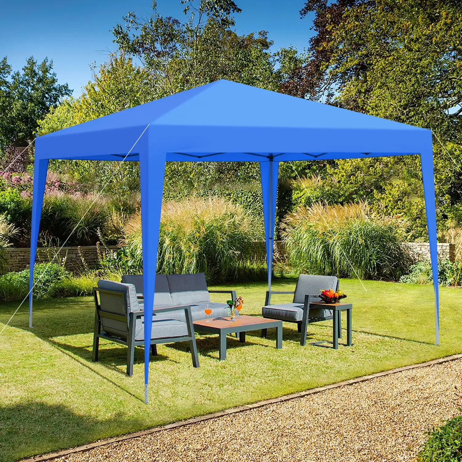 Ambifirner Outdoor 10x10 Ft Pop Up Gazebo Tent Canopy with 4pcs Weight Sandbags. Easy Assembly. Carry Bag Included - Blue