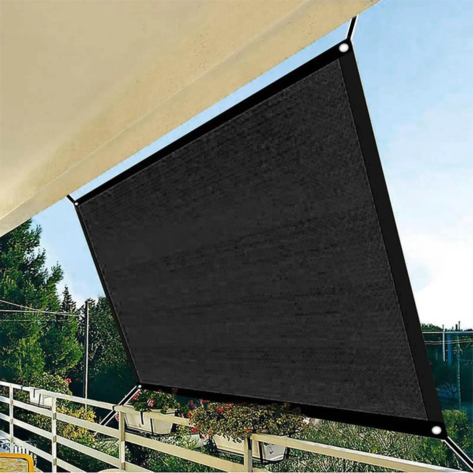 Anckoeil 9.84Ft??9.84Ft Outdoor Shade Canopy High Density Breathable Pool Patio Canopy 95% Protection Rectangular Shade Canopy with 26.24Ft Rope. Black