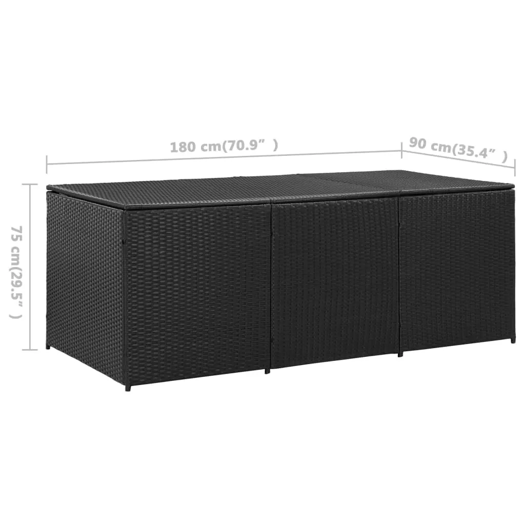 Andoer Garden Storage Box Easy to Assemble Poly Rattan 70.8x35.4x29.5 Black