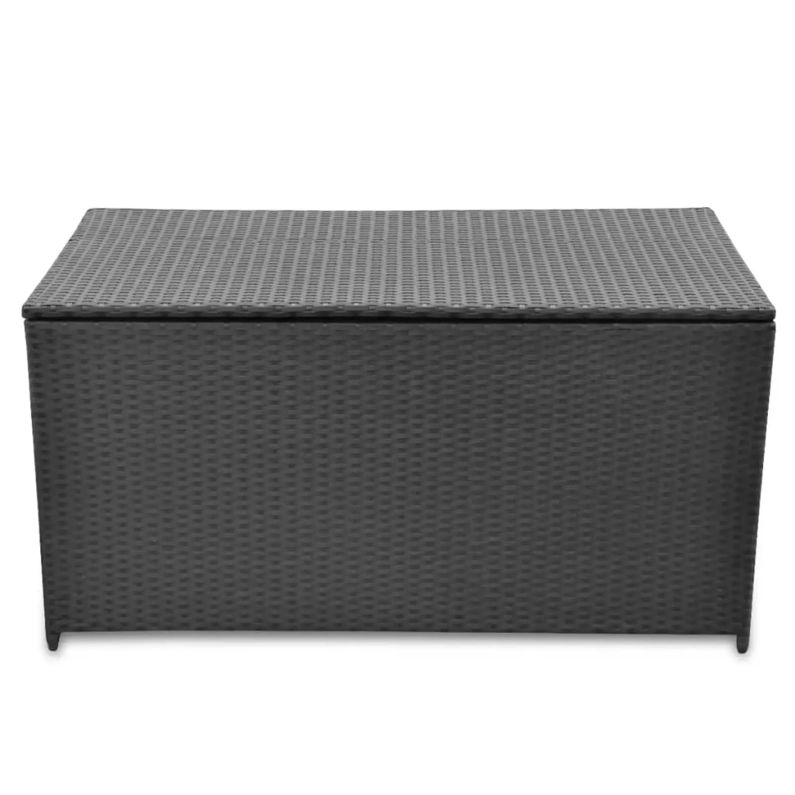 Andoer Garden Storage Box Easy to Assemble Poly Rattan Black 47.2x19.7x23.6 Poly Rattan