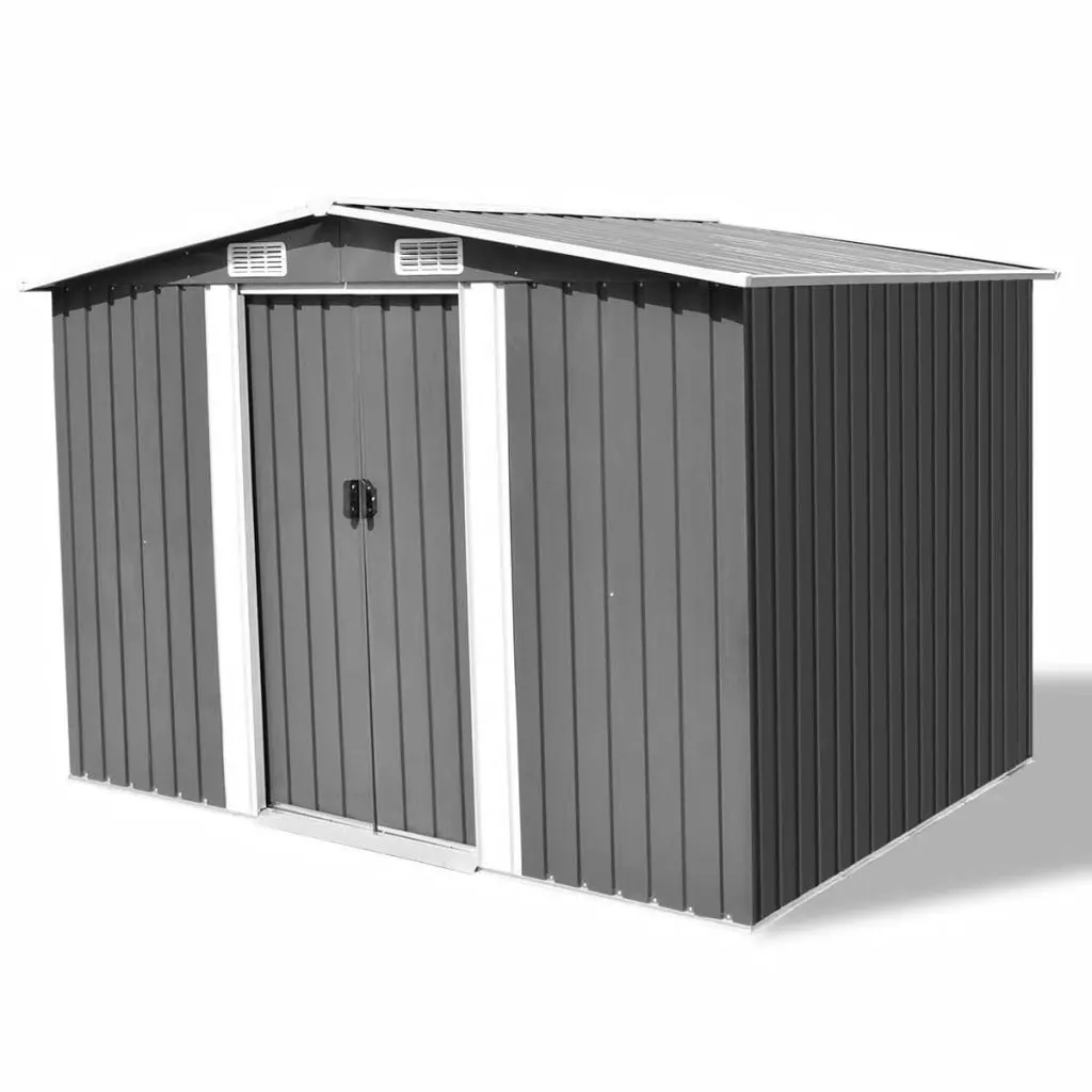 Andoer Garden Storage Shed Gray Metal 101.2x80.7x70.1