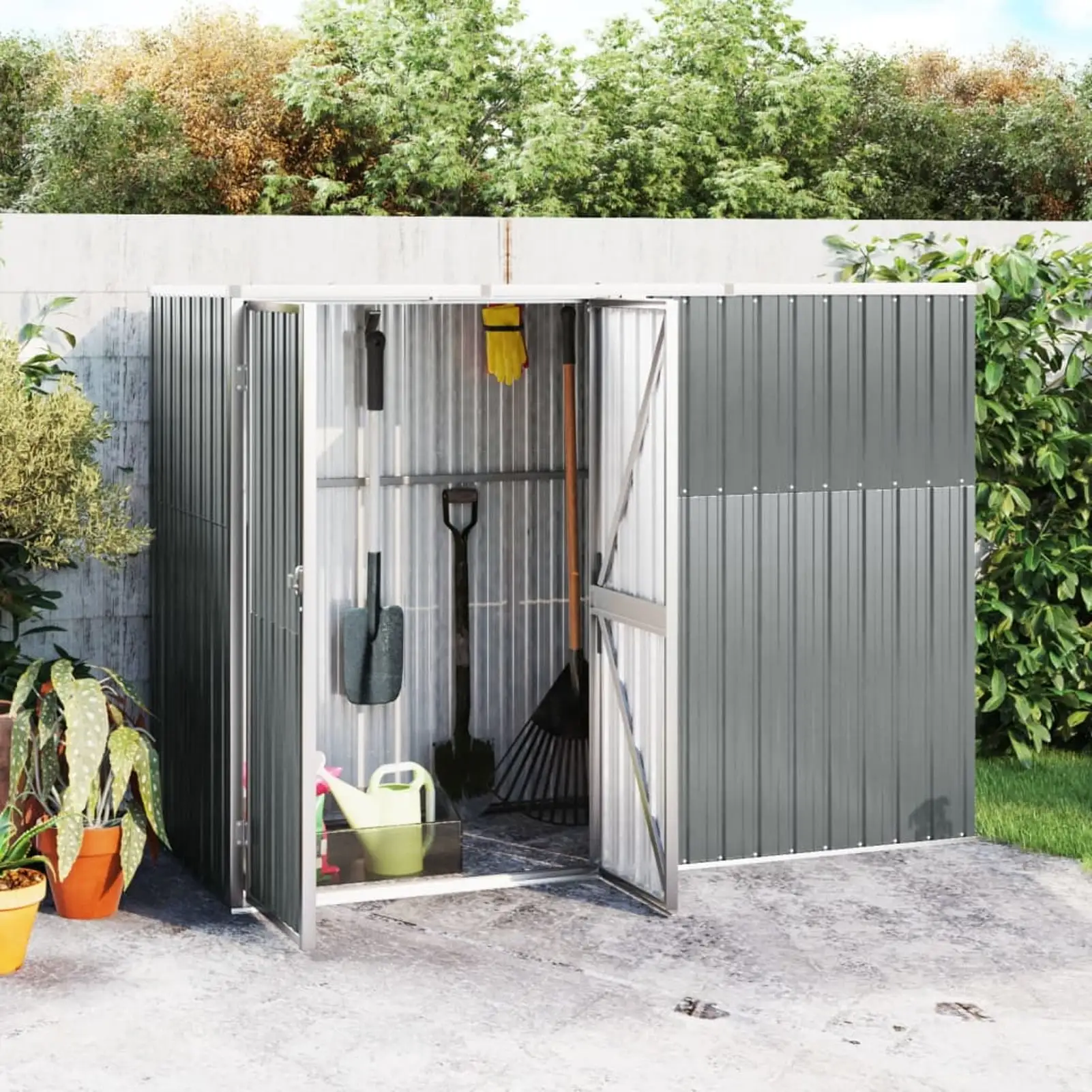 Andoer Garden Tool Shed Gray 88.6x35x63.4 Galvanized Steel