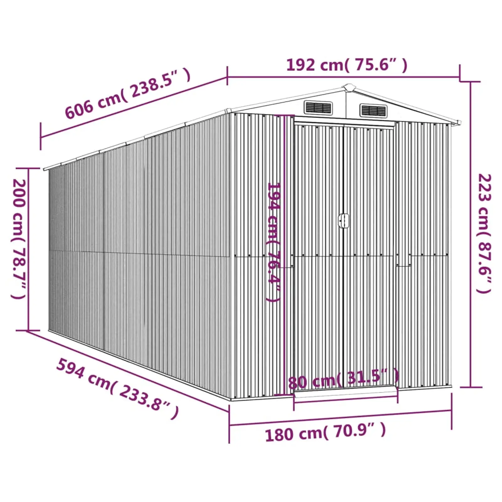 Andoer parcel.Shed 75.6x238.6x87.8 SteelCabinet Patio 75.6x238.6x87.8 Steel Sheds PatioContainer Cabinet PatioShedsCabinet Rewis Jiaocha Zeyuan