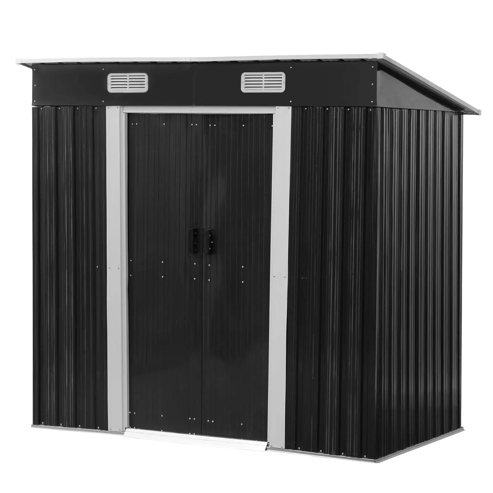 Anself 6' x 4'ft Storage Shed with Sliding Doors and Good Ventilation. Furniture. Tool and Toy Storage Shed. Dark Gray