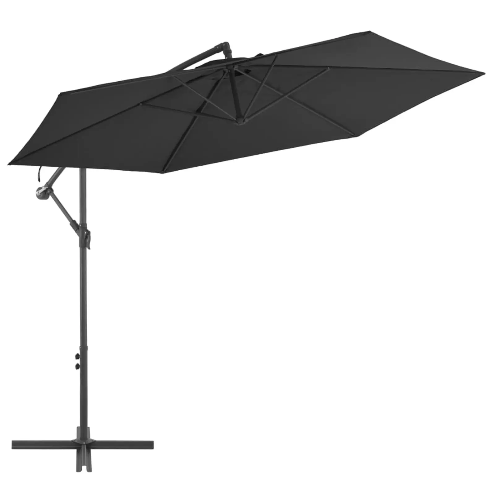 Anself Cantilever Umbrella with Metal Pole. Folding Parasol for Patio. Backyard. Terrace. Poolside. Beach. Lawn. Furniture 118.1 x 96.1 Inches (Diameter x H)