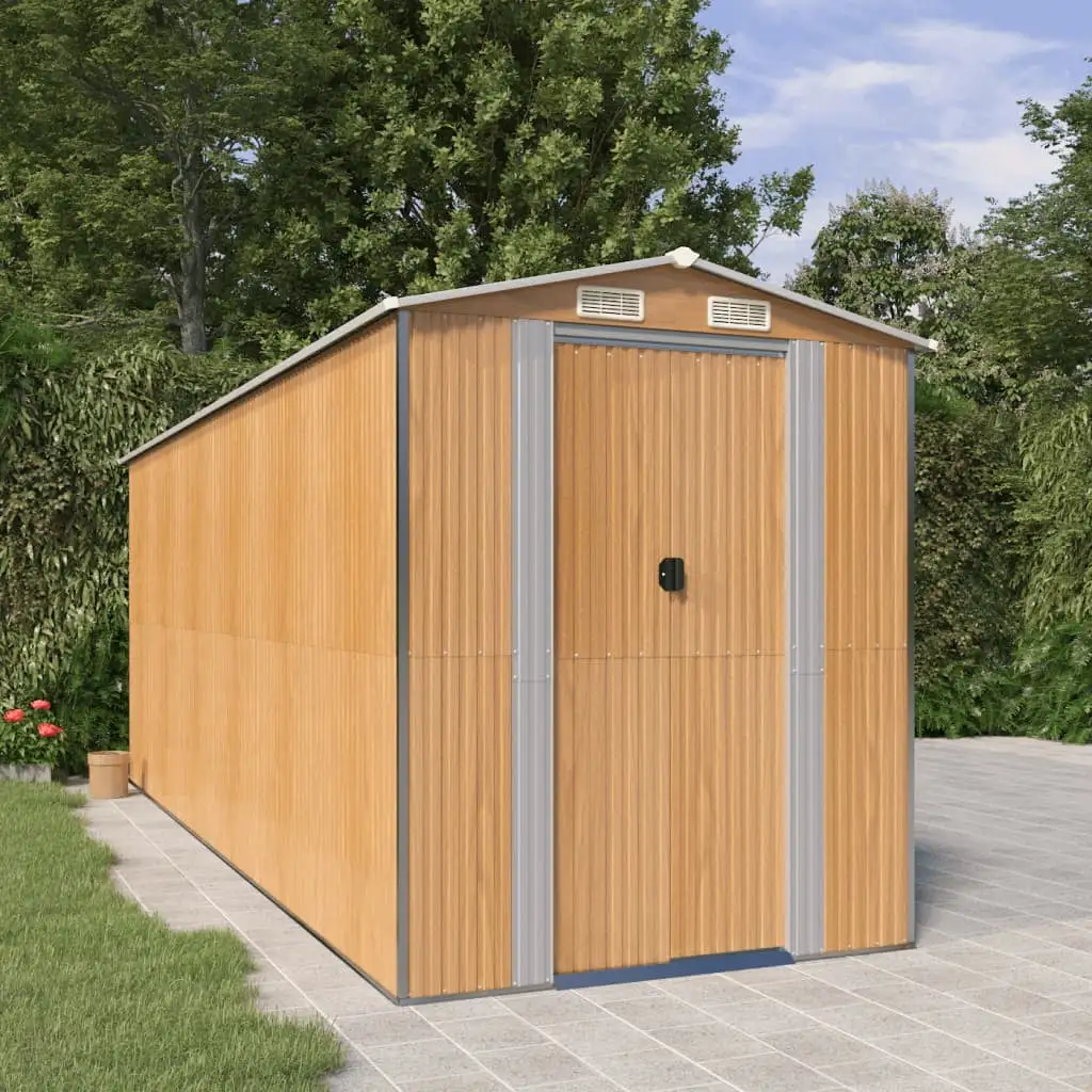 Anself Garden Shed Brown 75.6x205.9x87.8 Galvanized Steel