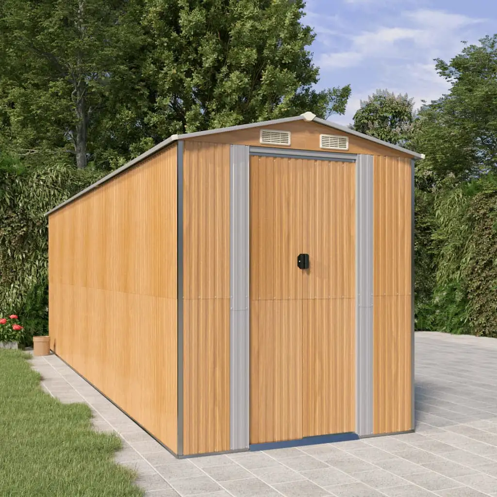 Anself Garden Shed Brown 75.6x238.6x87.8 Galvanized Steel