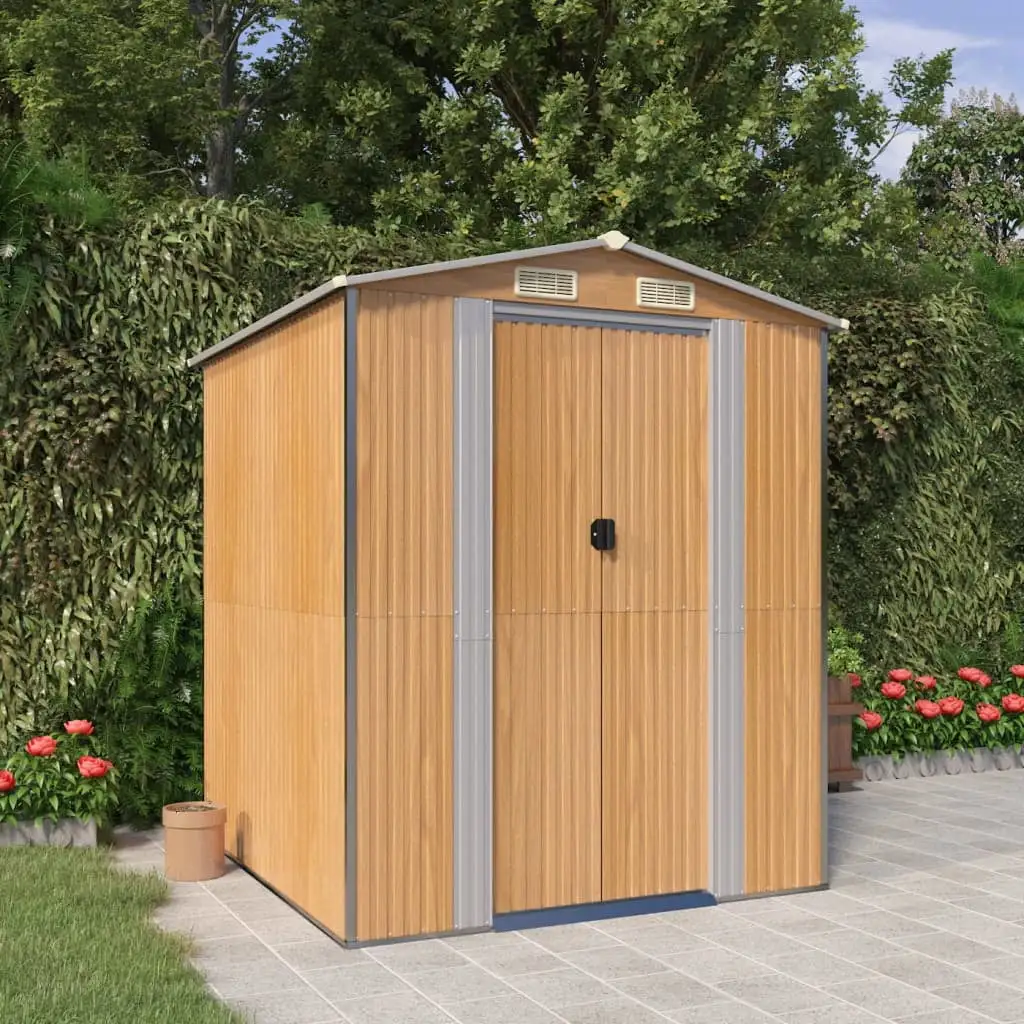 Anself Garden Shed Brown 75.6x75.2x87.8 Galvanized Steel