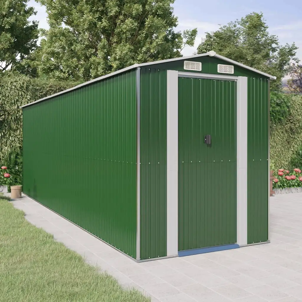 Anself Garden Shed Green 75.6x238.6x87.8 Galvanized Steel