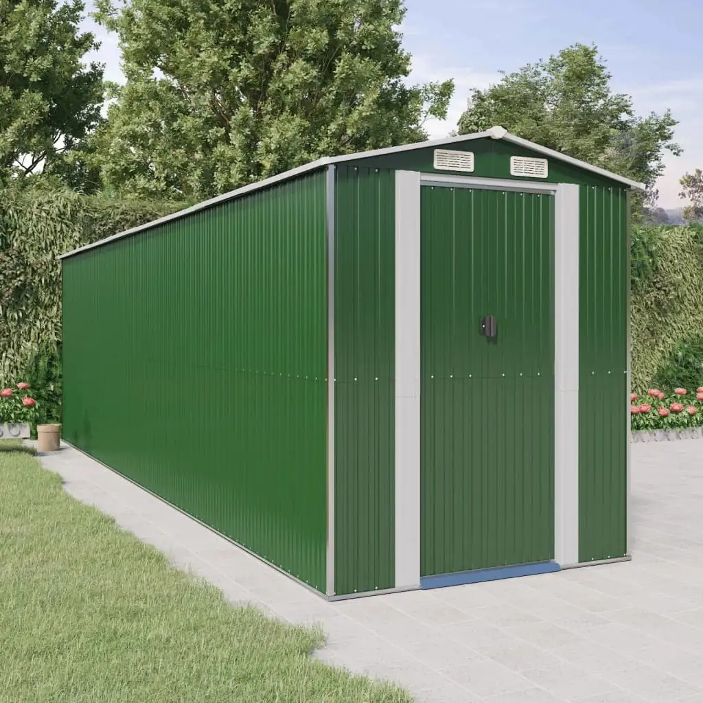 Anself Garden Shed Green 75.6x271.3x87.8 Galvanized Steel