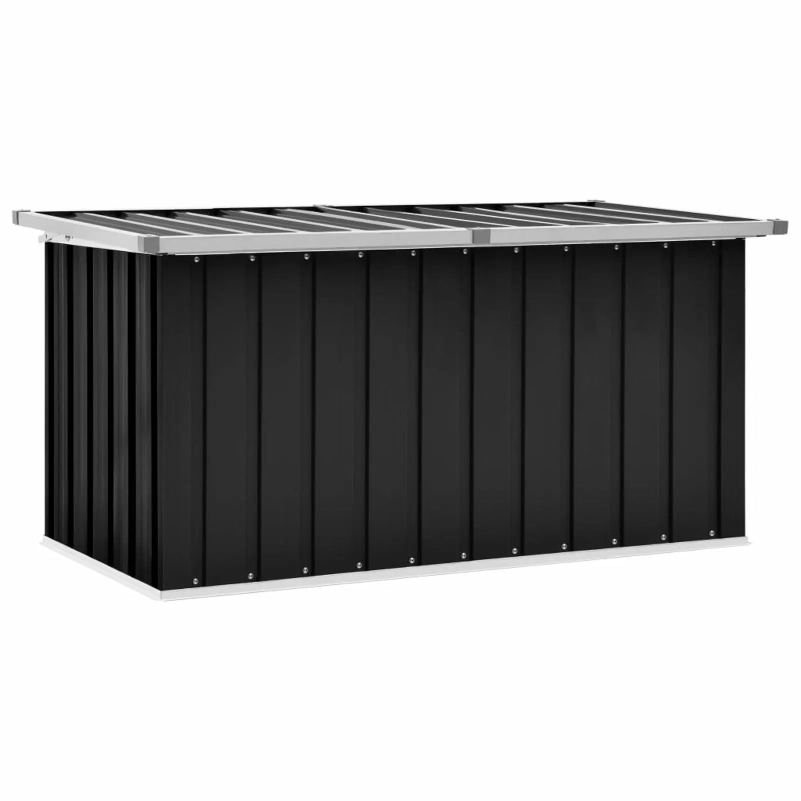 Anself Garden Storage Box Galvanized Steel Storage Container Deck Box Garden Tool Organization Anthracite for Patio. Lawn. Poolside. Backyard. Outdoor Furniture 50.8 x 26.4 x 25.6 Inches (W x D x H)