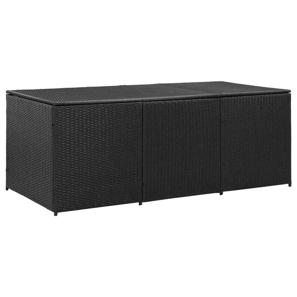 Anself Garden Storage Box with Liner Poly Rattan Deck Box Garden Tool Organization Black for Patio. Lawn. Poolside. Backyard. Furniture 70.8in x 35.4in x 29.5in (W x D x H)