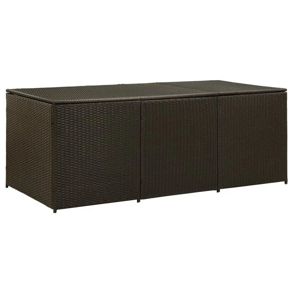 Anself Garden Storage Deck Box Poly Rattan Storage Cabinet with PE Liner Garden Organizer Patio Lawn Backyard Outdoor Indoor Furniture Brown 70.8 x 35.4 x 29.5 Inches (W x D x H)