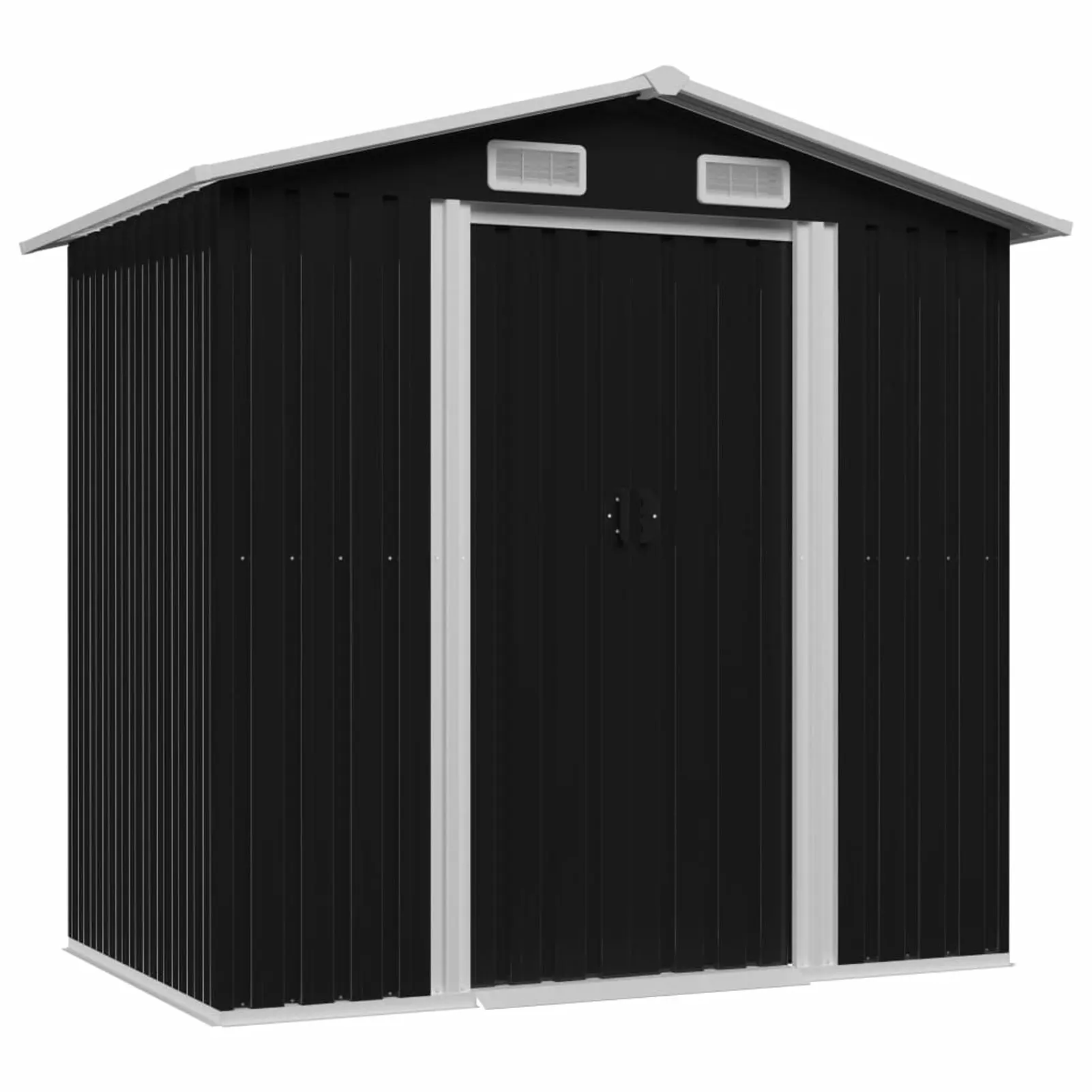 Anself Garden Storage Shed with 4 Vents Metal Steel Double Sliding Doors Outdoor Tool Storage Shed Patio Lawn Care Equipment Pool Supplies Organizer Anthracite 80.3 x 52 x 73.2 Inches (W x D x H)